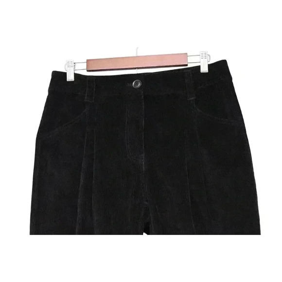NWT Alison Sheri Corduroy Pants Small Pleated Straight Leg Academia Preppy Black - Picture 2 of 12